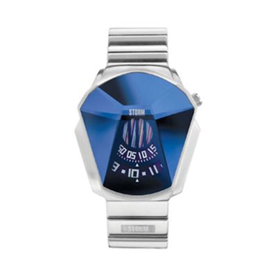 Men's silver faceted glass dial bracelet watch darth lzr blue